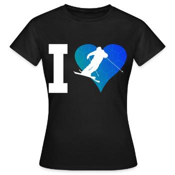 Damen Ski Freestyle Ski Jumping Slopestyle - Frauen T-Shirt - Schwarz - Vorne - AI Model Female 172 dark (172cm)