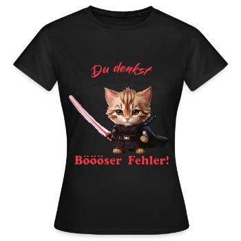 Böser Fehler Lustiger Spruch Katze - Frauen T-Shirt - Schwarz - Vorne - AI Model Female 172 dark (172cm)
