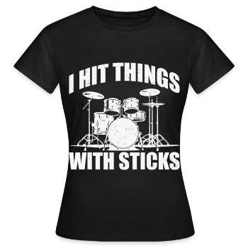 Je frappe des choses avec des bâtons - T-shirt Femme - noir - Devant - AI Model Female 172 dark (172cm)