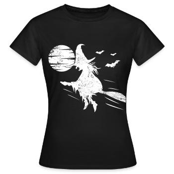 Hexe Hexenbesen Halloween Vollmond - Frauen T-Shirt - Schwarz - Vorne - AI Model Female 172 dark (172cm)
