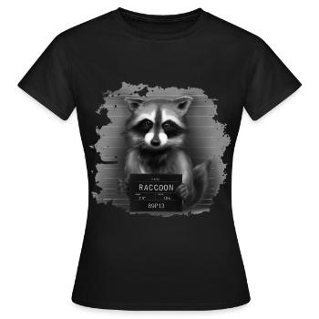 Raccoon Mugshot - T-shirt Femme - noir - Devant - AI Model Female 172 dark (172cm)