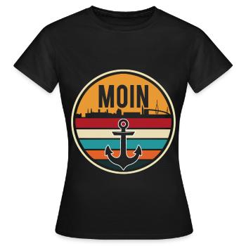 Moin Anker - Frauen T-Shirt - Schwarz - Vorne - AI Model Female 172 dark (172cm)