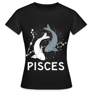 Sternzeichen Fische - Frauen T-Shirt - Schwarz - Vorne - AI Model Female 172 dark (172cm)