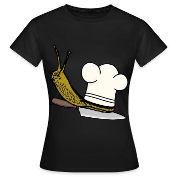 Escargot de cuisine visqueux Chef chapeau de chef succès - T-shirt Femme - noir - Devant - AI Model Female 172 dark (172cm)