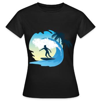Surfen - Frauen T-Shirt - Schwarz - Vorne - AI Model Female 172 dark (172cm)