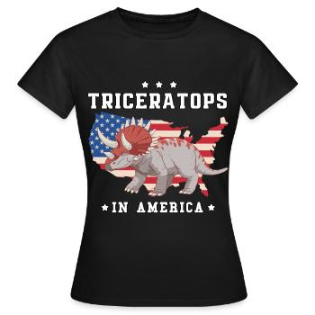 Triceratops in Amerika - Frauen T-Shirt - Schwarz - Vorne - AI Model Female 172 dark (172cm)