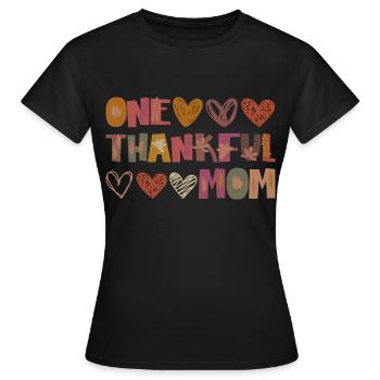 Thankful Mom Mom Autumn Leaves Gratitude - Women's T-Shirt - black - Front - AI Model Female 172 dark (172cm)