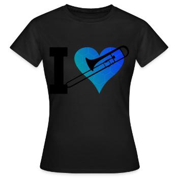 Blaskapelle Blechblasinstrument Tenorposaune - Frauen T-Shirt - Schwarz - Vorne - AI Model Female 172 dark (172cm)