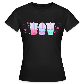 Cartoon süßer Tee für Mädchen - Frauen T-Shirt - Schwarz - Vorne - AI Model Female 172 dark (172cm)