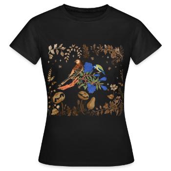 Wildtiere Vögel Vogel Blumen Flora Natur - Frauen T-Shirt - Schwarz - Vorne - AI Model Female 172 dark (172cm)