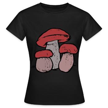 Familie Pilz Waldbewohner Natur Ökologie Wald - Frauen T-Shirt - Schwarz - Vorne - AI Model Female 172 dark (172cm)