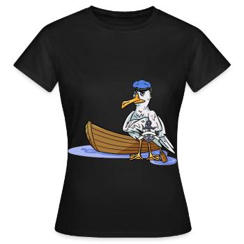 Ahoy Boat Seagull Seaman Maritime Captain Travel Anchor - Women's T-Shirt - black - Front - AI Model Female 172 dark (172cm)