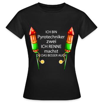 Verrückter Pyrotechniker Pyro Feuerwerker - Frauen T-Shirt - Schwarz - Vorne - AI Model Female 172 dark (172cm)