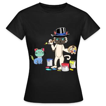 Chat Peintre Maître Artiste Académie d’Art - T-shirt Femme - noir - Devant - AI Model Female 172 dark (172cm)