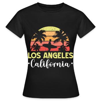 Los Angeles Californie Sunset LA Vintage - T-shirt Femme - noir - Devant - AI Model Female 172 dark (172cm)