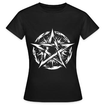 Zerrissenes Pentagramm Okkultes Zeichen - Frauen T-Shirt - Schwarz - Vorne - AI Model Female 172 dark (172cm)