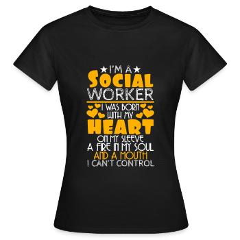 Je suis un travailleur social, je suis né avec - T-shirt Femme - noir - Devant - AI Model Female 172 dark (172cm)