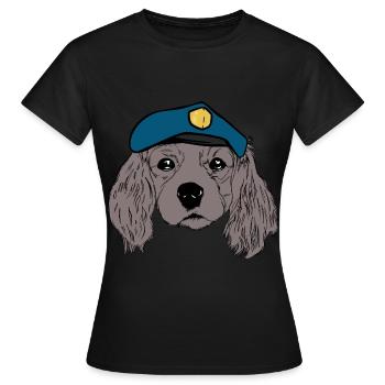Dog Head Cop Policier Chiens Lumière Bleue Travail - T-shirt Femme - noir - Devant - AI Model Female 172 dark (172cm)