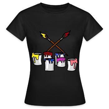 pinceau couleur peintre artiste Travail - T-shirt Femme - noir - Devant - AI Model Female 172 dark (172cm)