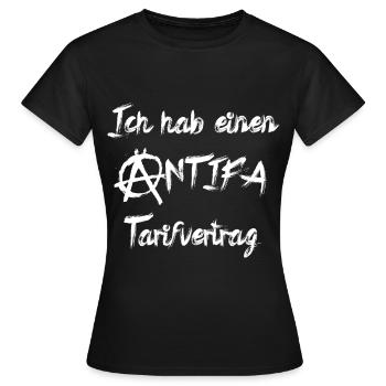 Antifa Tarifvertrag Anarchie Demo Ironie Demo - Frauen T-Shirt - Schwarz - Vorne - AI Model Female 172 dark (172cm)