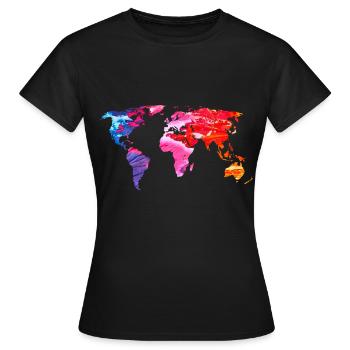 World Colorful World Map - Women's T-Shirt - black - Front - AI Model Female 172 dark (172cm)