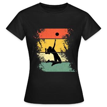 Retro volleyball indication attack attack - Women's T-Shirt - black - Front - AI Model Female 172 dark (172cm)