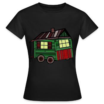 Fière roulotte de cabane en bois constructeur maison - T-shirt Femme - noir - Devant - AI Model Female 172 dark (172cm)