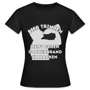 Bier trinken hilft gegen Sonnenbrand im Nacken - Frauen T-Shirt - Schwarz - Vorne - AI Model Female 172 dark (172cm)