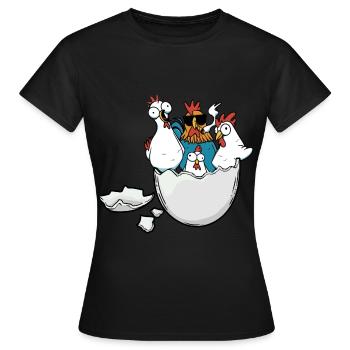 Eggshell Chickens Easter Eggs Poultry Poultry - Women's T-Shirt - black - Front - AI Model Female 172 dark (172cm)