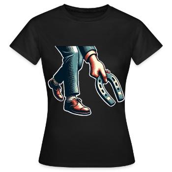 Lancer de fer à cheval Lancer de fer à cheval - T-shirt Femme - noir - Devant - AI Model Female 172 dark (172cm)