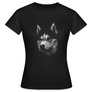 Husky, Hund - Frauen T-Shirt - Schwarz - Vorne - AI Model Female 172 dark (172cm)