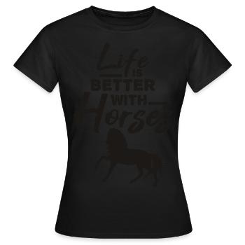 Horse horse saying - Women's T-Shirt - black - Front - AI Model Female 172 dark (172cm)