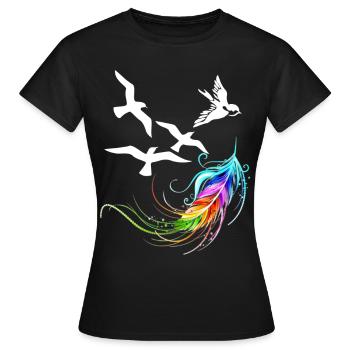 feather - Women's T-Shirt - black - Front - AI Model Female 172 dark (172cm)