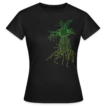 PCB Platinen Layout CPU Herz Computer Admin Nerd - Frauen T-Shirt - Schwarz - Vorne - AI Model Female 172 dark (172cm)