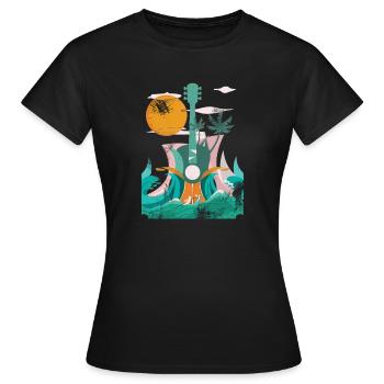 Vintage summer guitar colorful festival gift - Women's T-Shirt - black - Front - AI Model Female 172 dark (172cm)
