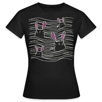 Hasen - Hase - Zeichnung - Cute Rabbit - Frauen T-Shirt - Schwarz - Vorne - AI Model Female 172 dark (172cm)
