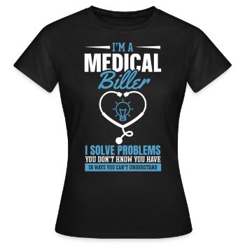 Codage médical ICD Je suis un facturier médical - T-shirt Femme - noir - Devant - AI Model Female 172 dark (172cm)
