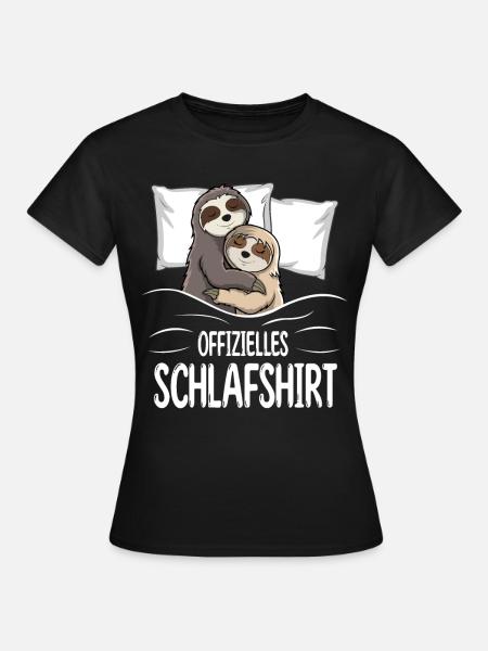 Offizielles Schlafshirt - Süßes Faultier Paar - Frauen T-Shirt - Schwarz