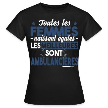 Ambulancière Ambulance Métier Urgence SAMU Cadeau - T-shirt Femme - noir - Devant - AI Model Female 172 dark (172cm)