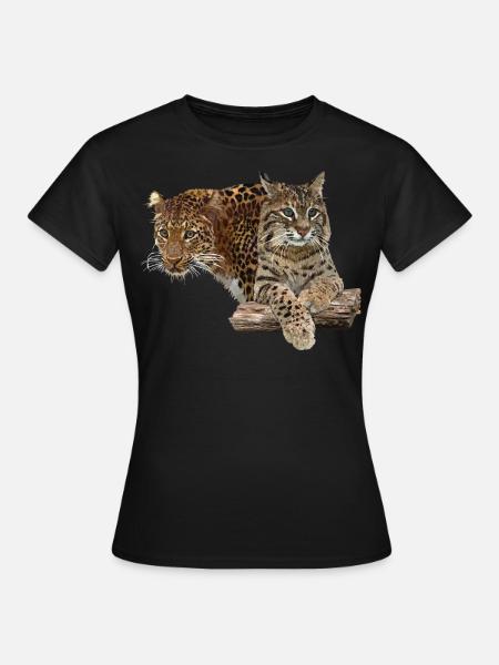 Leopard und Luchs - Frauen T-Shirt - Schwarz