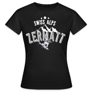 Zermatt - T-shirt Femme - noir - Devant - AI Model Female 172 dark (172cm)