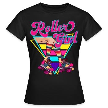 Roller Girl Retro 70s 80s Skater Roller Skates - Women's T-Shirt - black - Front - AI Model Female 172 dark (172cm)