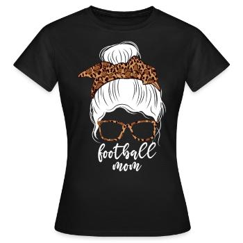 Football Maman Messy Bun Léopard Maman - T-shirt Femme - noir - Devant - AI Model Female 172 dark (172cm)