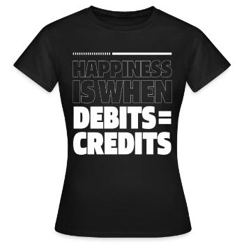 Happiness Is When Debits = Credits - Accountant - Women's T-Shirt - black - Front - AI Model Female 172 dark (172cm)