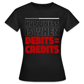 Happiness Is When Debits = Credits - Accountant - Women's T-Shirt - black - Front - AI Model Female 172 dark (172cm)