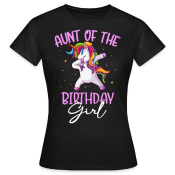 Tante Des Geburtstagskindes Dabbing Einhorn - Frauen T-Shirt - Schwarz - Vorne - AI Model Female 172 dark (172cm)
