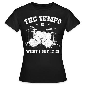 Le tempo de la batterie, c’est ce que je dis, c’est un batteur stupide - T-shirt Femme - noir - Devant - AI Model Female 172 dark (172cm)