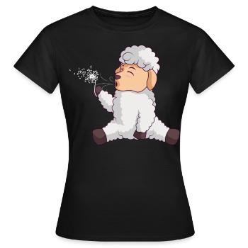 Cute sheep blows dandelion sheep - Women's T-Shirt - black - Front - AI Model Female 172 dark (172cm)