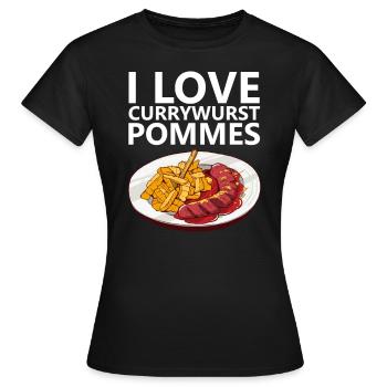 Currywurst Frites Bratwurst Ruhrpott Ruhrgebiet - T-shirt Femme - noir - Devant - AI Model Female 172 dark (172cm)