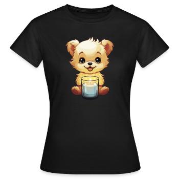 Niedlicher Hund mit einer Kerze - Frauen T-Shirt - Schwarz - Vorne - AI Model Female 172 dark (172cm)